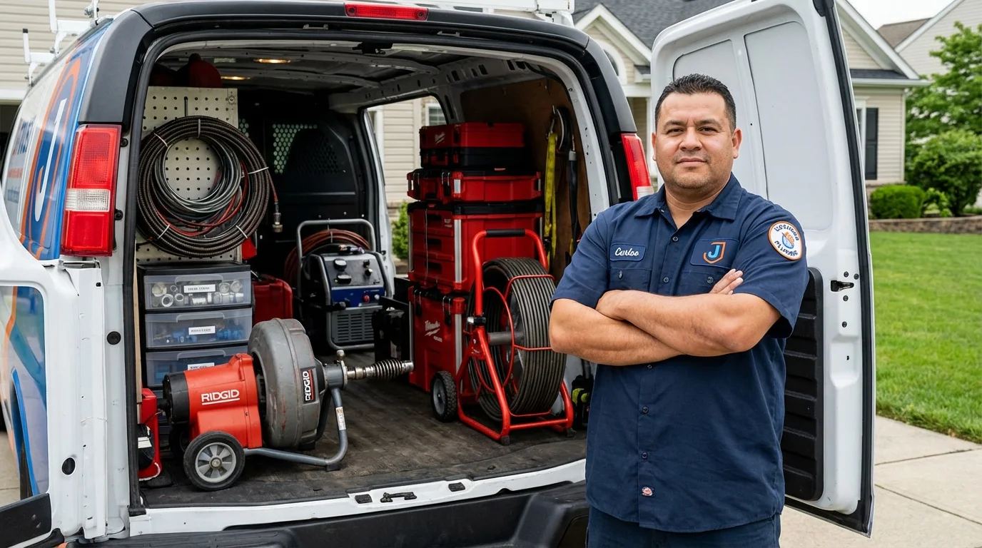 Professional drain cleaning equipment and Johns Plumbing LLC plumber in Austin
